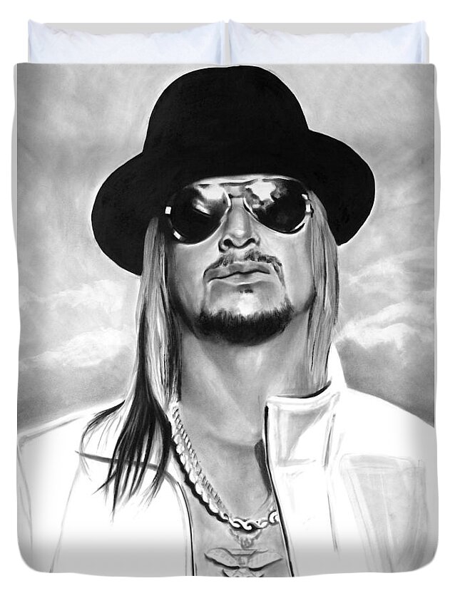 Bdcurran Duvet Cover featuring the drawing Kid Rock by Brian Curran