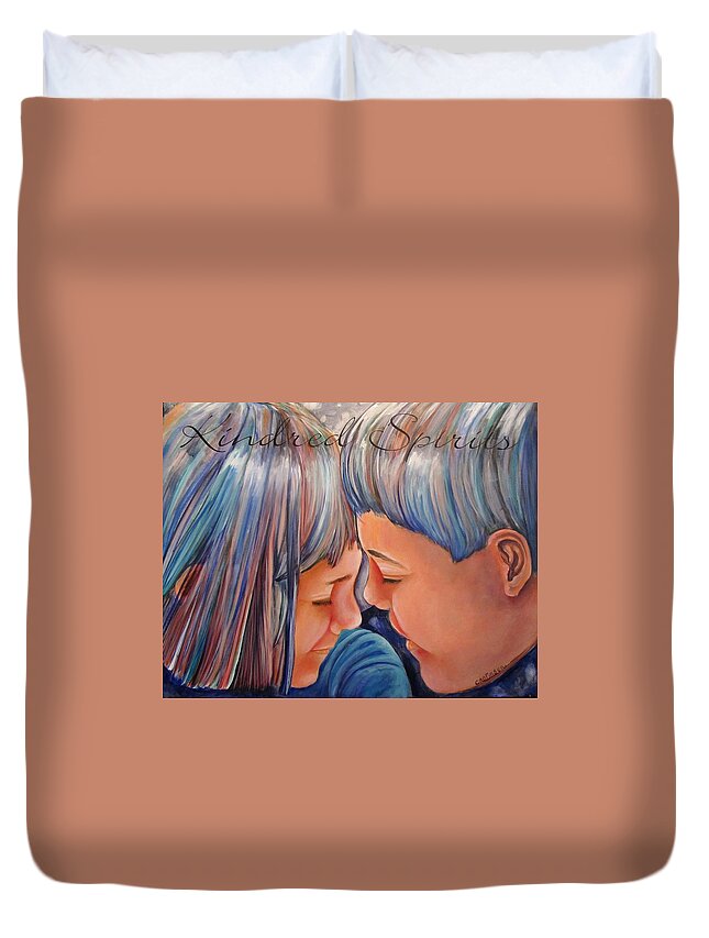 Kindred Duvet Cover featuring the painting Kindred Spirits II by Carol Allen Anfinsen