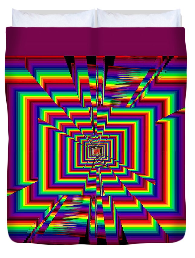 Abstract Duvet Cover featuring the digital art Kinetic Rainbow 42 by Tim Allen