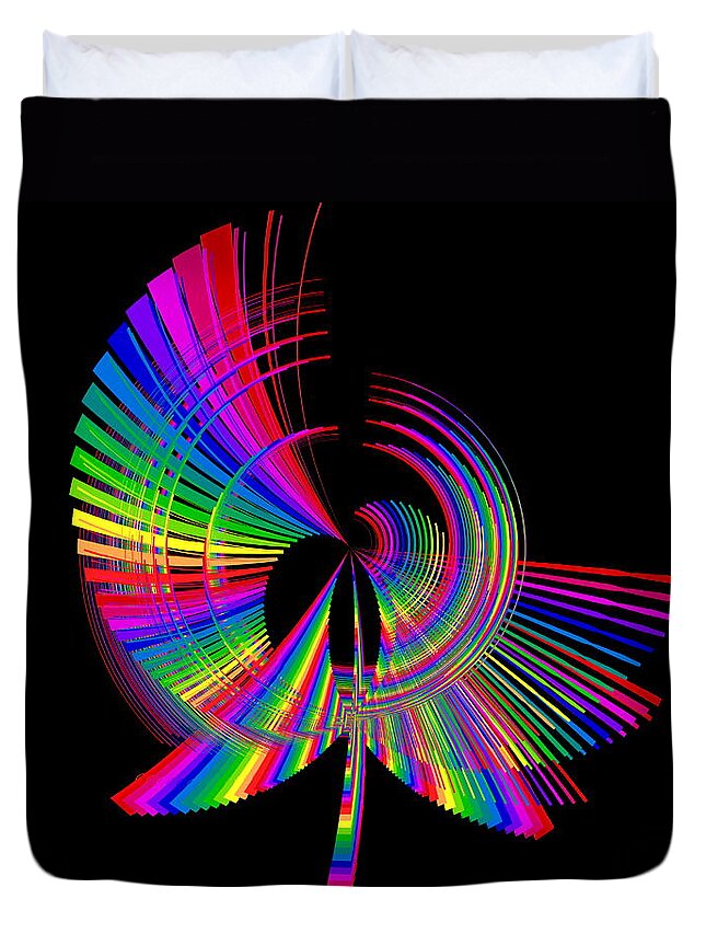 Abstract Duvet Cover featuring the digital art Kinetic Rainbow 64 by Tim Allen