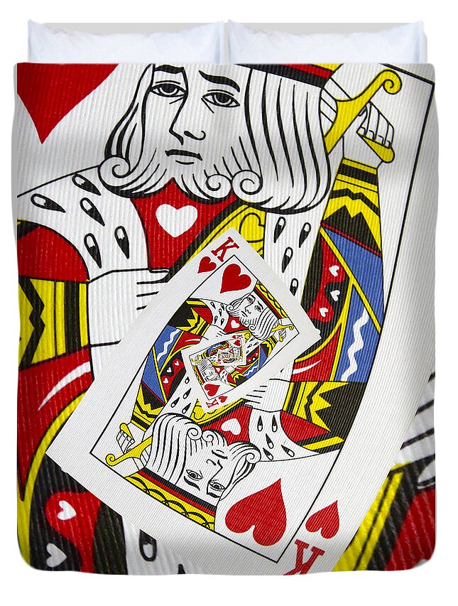 Card Duvet Cover featuring the photograph King of Hearts Collage by Kurt Van Wagner