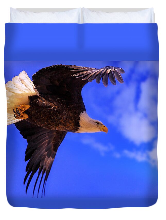 Bald Duvet Cover featuring the photograph King Of The Sky by Kadek Susanto