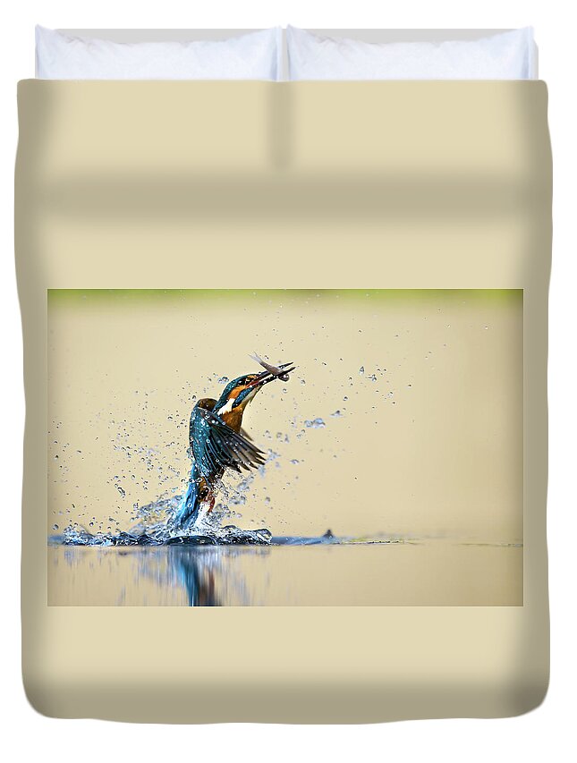 Standing Water Duvet Cover featuring the photograph Kingfisher by Markbridger