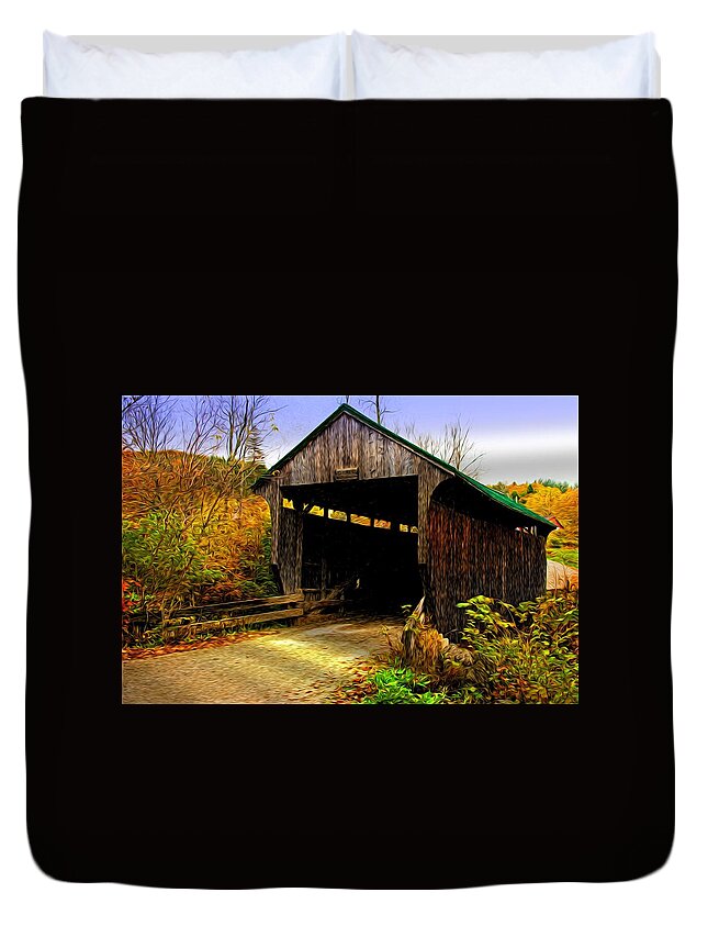 Wooden Duvet Cover featuring the photograph Kissing Bridge by Bill Howard