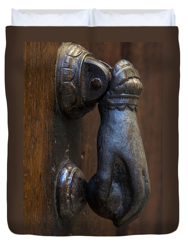 Knocker Duvet Cover featuring the photograph Knock Knock by Weir Here And There