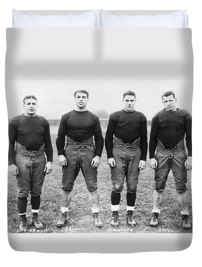 1920's Duvet Cover featuring the photograph Knute Rockne's Backfield by Underwood Archives
