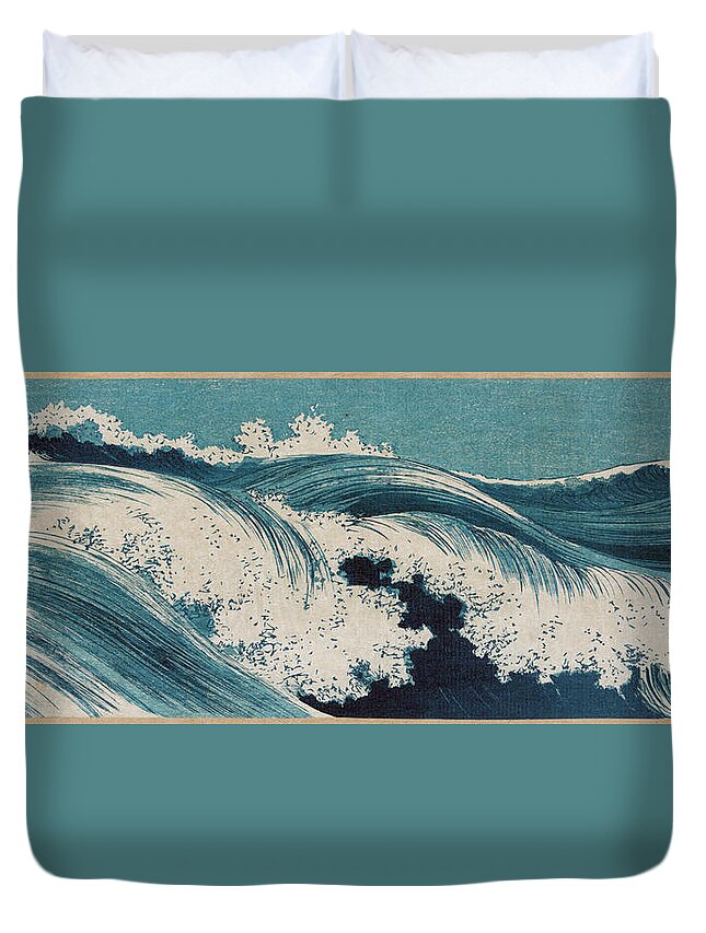 Waves Duvet Cover featuring the digital art Konen Uehara Waves by Georgia Clare