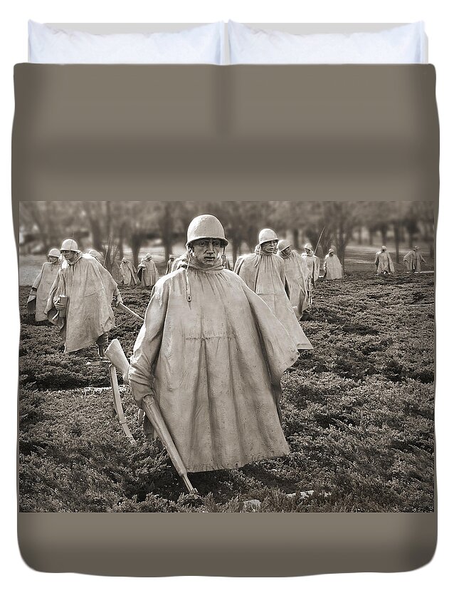 Korean War Memorial Duvet Cover featuring the photograph Korean War Memorial - Washington D.C. by Mike McGlothlen
