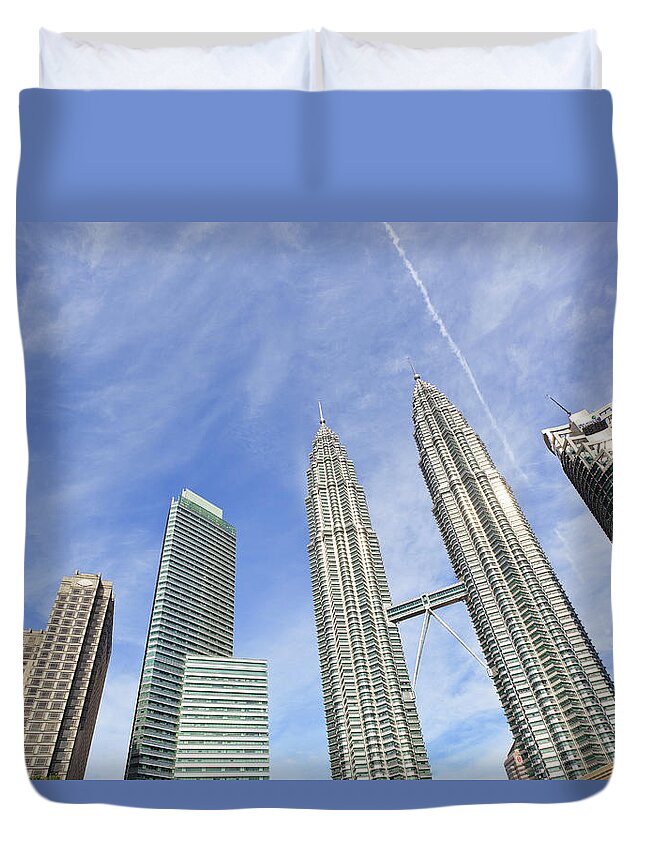 Corporate Business Duvet Cover featuring the photograph Kuala Lumpur Skyline by Tom Bonaventure