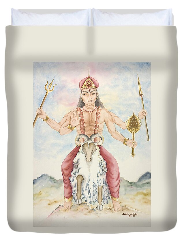 Vedic Astrology Duvet Cover featuring the painting Kuja Mars by Srishti Wilhelm