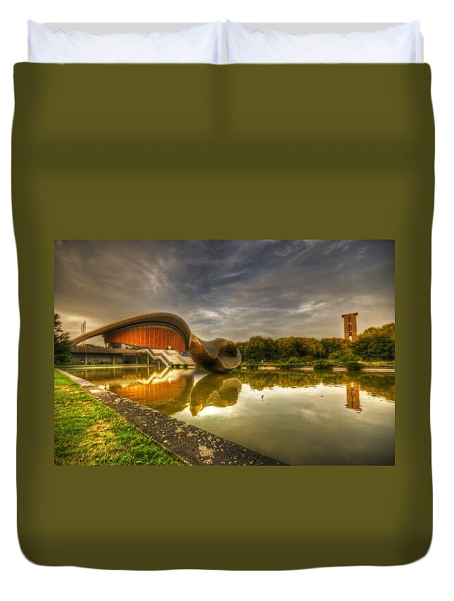 Architecture Duvet Cover featuring the digital art Kulture haus by Nathan Wright