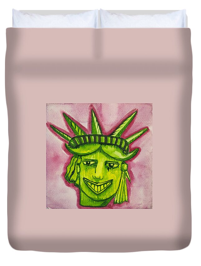 Lady Liberty Duvet Cover featuring the painting Lady Liberty Tillie by Patricia Arroyo