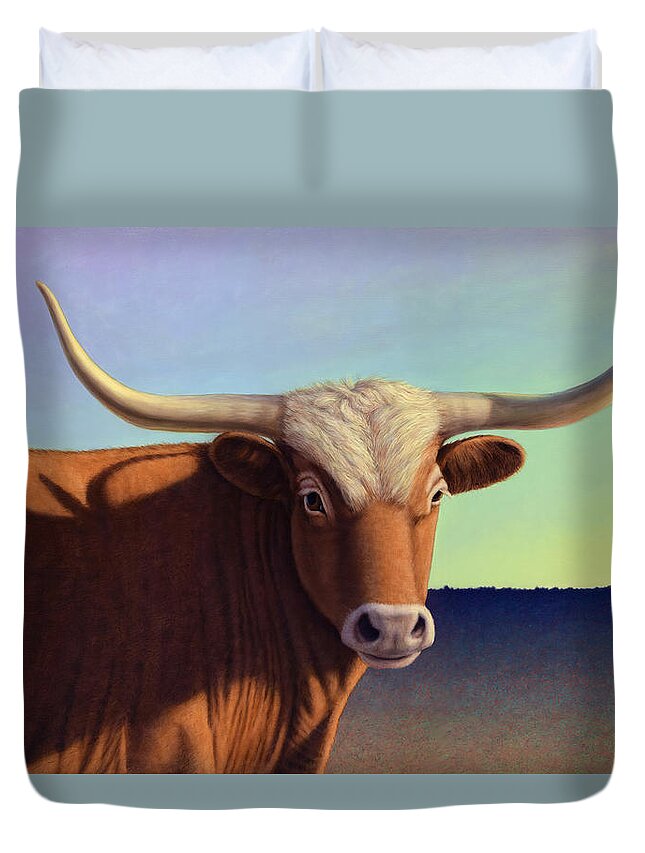 Lady Longhorn Duvet Cover featuring the painting Lady Longhorn by James W Johnson