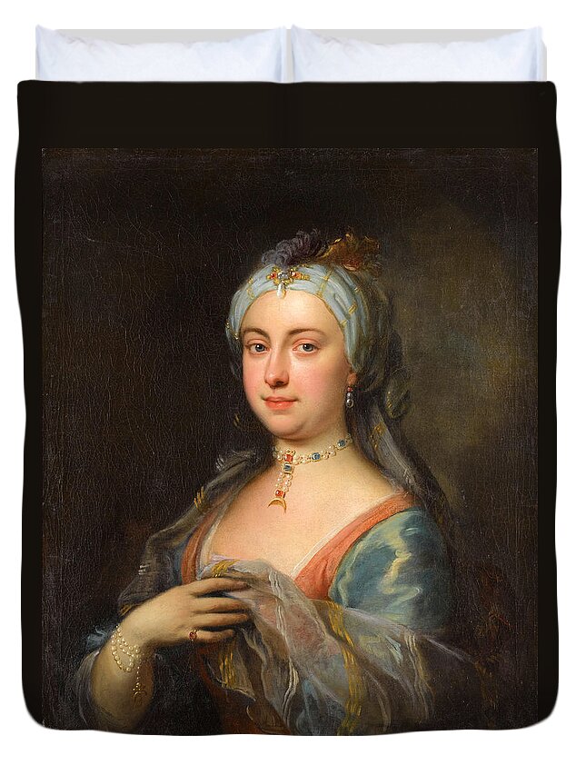 Joseph Highmore Duvet Cover featuring the painting Lady Mary Mortley Montagu by Joseph Highmore