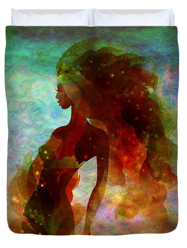 Woman Duvet Cover featuring the digital art Lady Mermaid by Lilia D