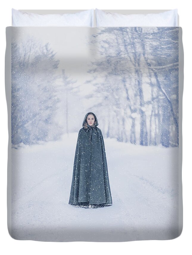 Kremsdorf Duvet Cover featuring the photograph Lady Of The Winter Forest by Evelina Kremsdorf