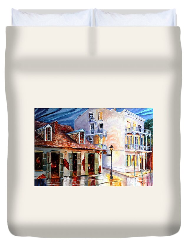 New Orleans Duvet Cover featuring the painting Lafitte's Guest House on Bourbon by Diane Millsap
