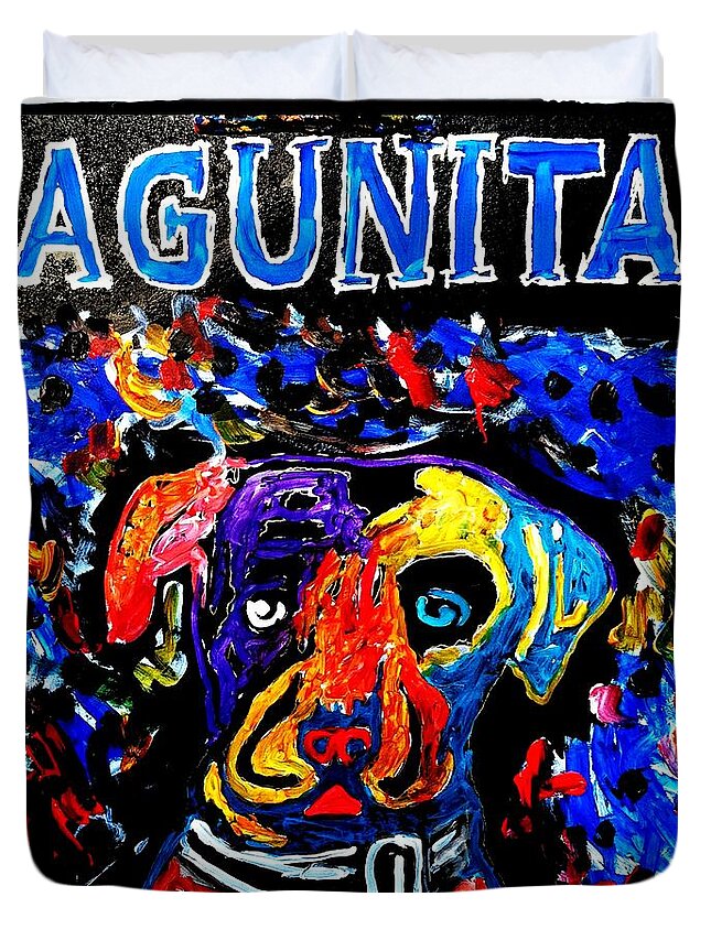 Lagunitas Duvet Cover featuring the painting Lagunitas Dog by Neal Barbosa