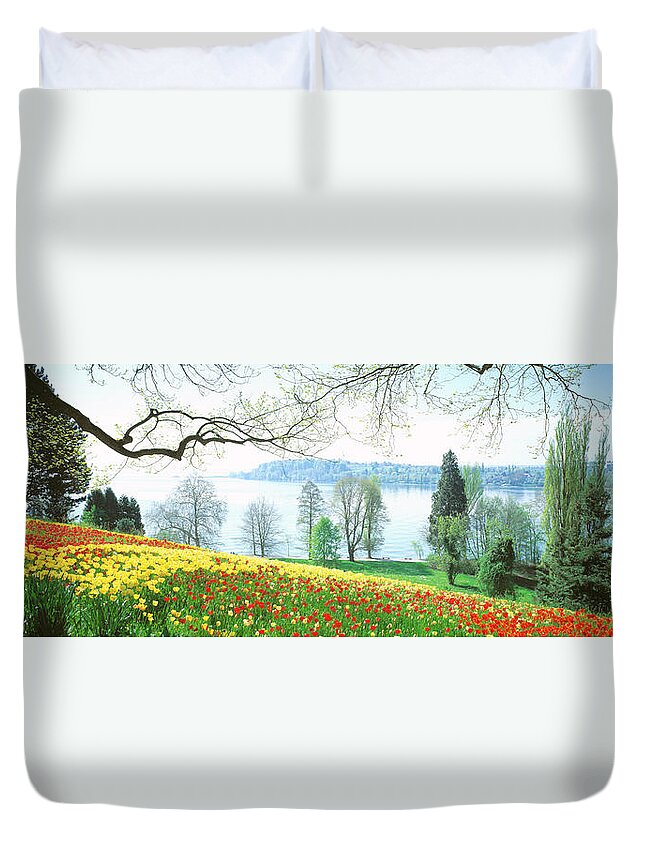 Photography Duvet Cover featuring the photograph Lake Constance, Insel Mainau, Germany by Panoramic Images