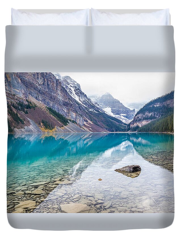 Lake Louise Duvet Cover featuring the photograph Lake Louise in Banff National Park Alberta by Pierre Leclerc Photography