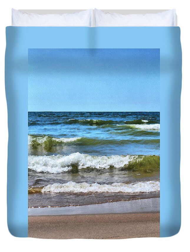 Lake Michigan Duvet Cover featuring the photograph Lake Michigan Layers by Michelle Calkins