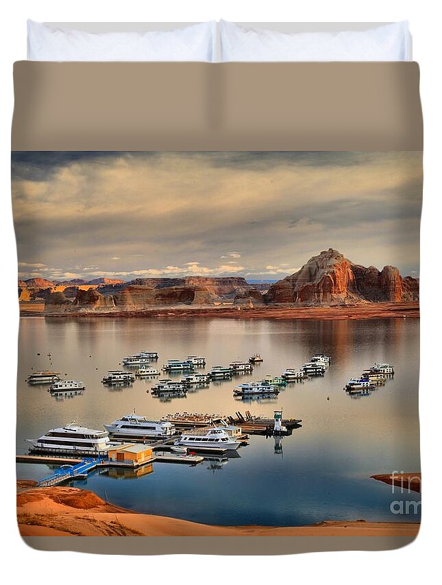 Lake Powell Duvet Cover featuring the photograph Lake Powell Reflections by Adam Jewell
