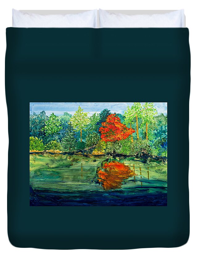 Lake Powhatan Duvet Cover featuring the painting Lake Powhatan by Patricia Beebe