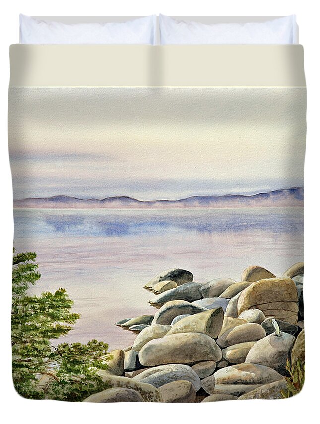 Lake Tahoe Duvet Cover featuring the painting Lake Tahoe by Irina Sztukowski