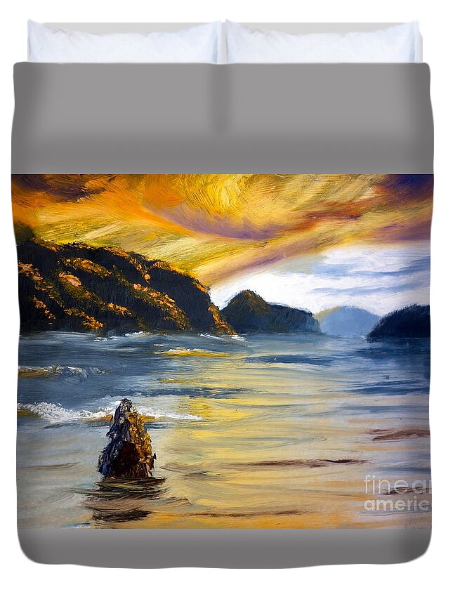 Nature Duvet Cover featuring the painting Lake Wahatipu Queenstown NZ by Pamela Meredith