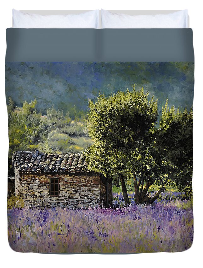 Lavender Duvet Cover featuring the painting Lala Vanda by Guido Borelli