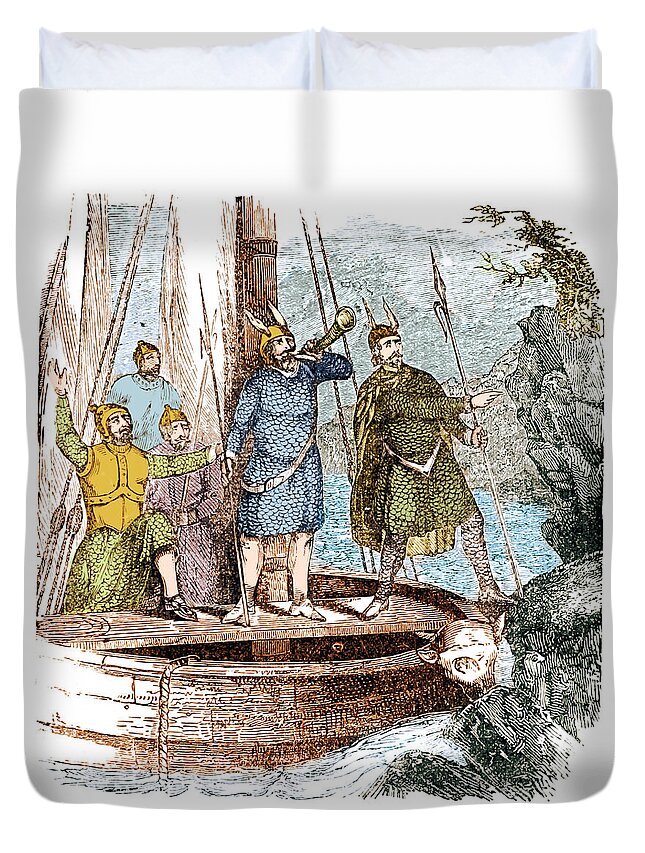 Exploration Duvet Cover featuring the photograph Landing Of The Vikings In The Americas by Science Source