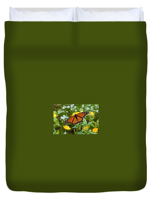 Bugs Duvet Cover featuring the photograph Landing on the Calendula by Kristin Hatt