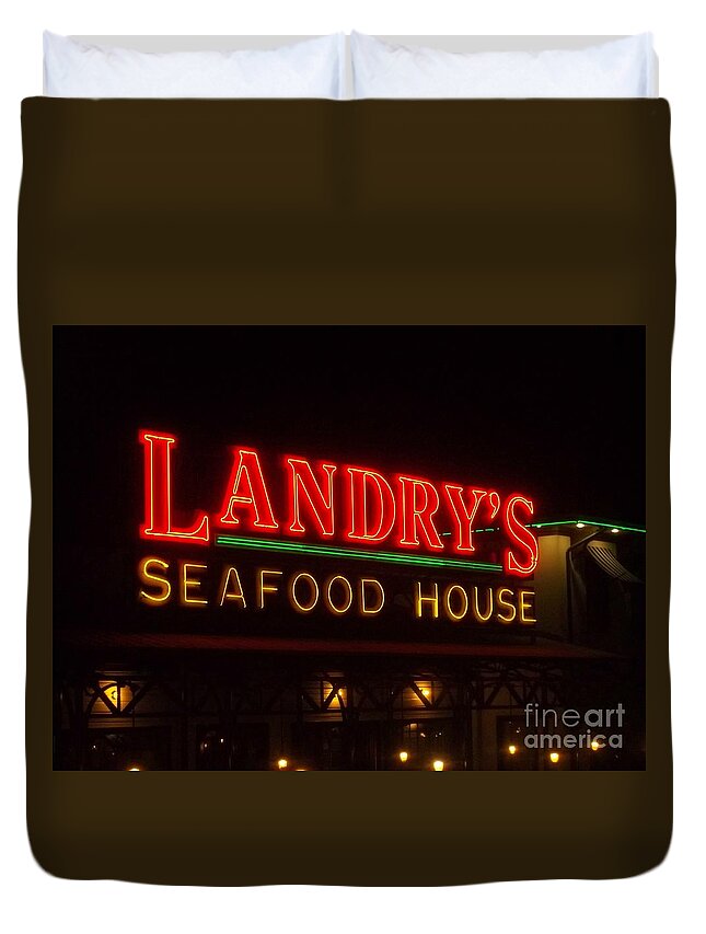  Duvet Cover featuring the photograph Landry's Seafood House by Kelly Awad