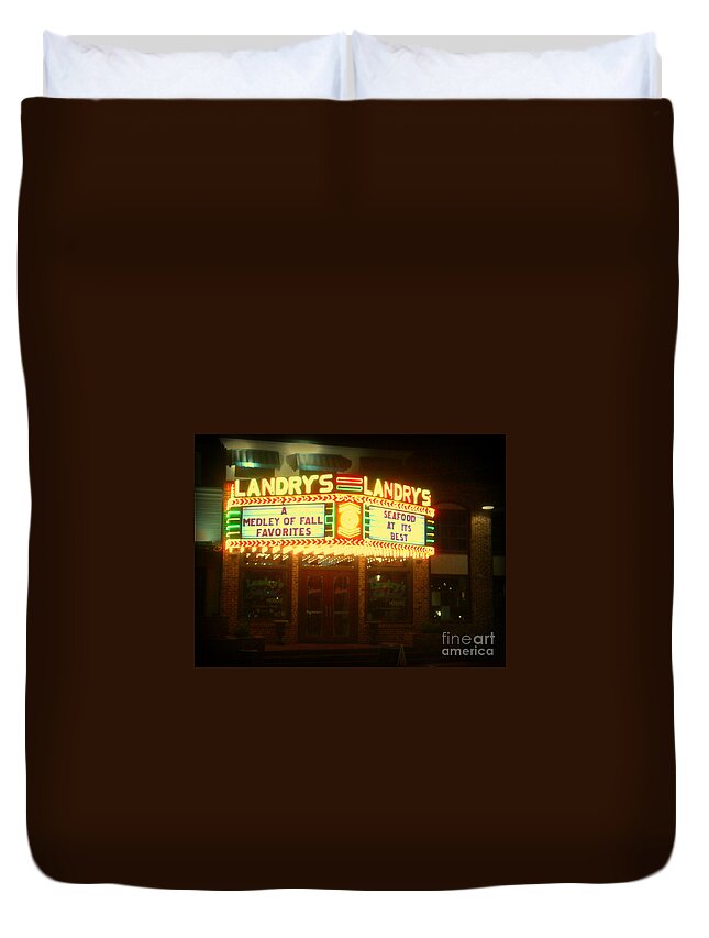  Duvet Cover featuring the photograph Landry's Seafood in Lomoish by Kelly Awad