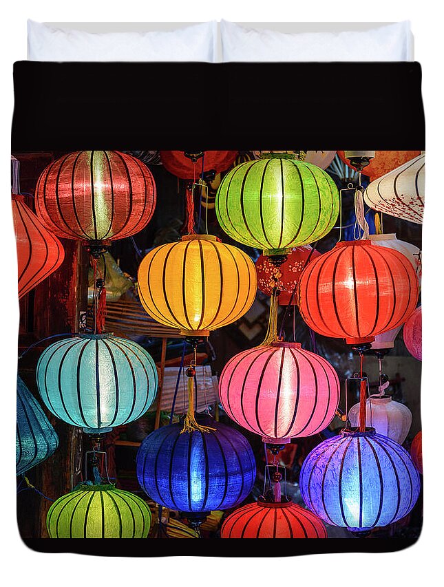 Art Duvet Cover featuring the photograph Lanterns, Hoi An, Vietnam by John Harper