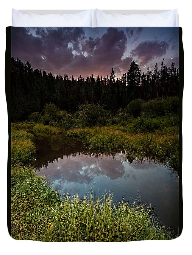 Nature Duvet Cover featuring the photograph Laramie River Sunset by Steven Reed
