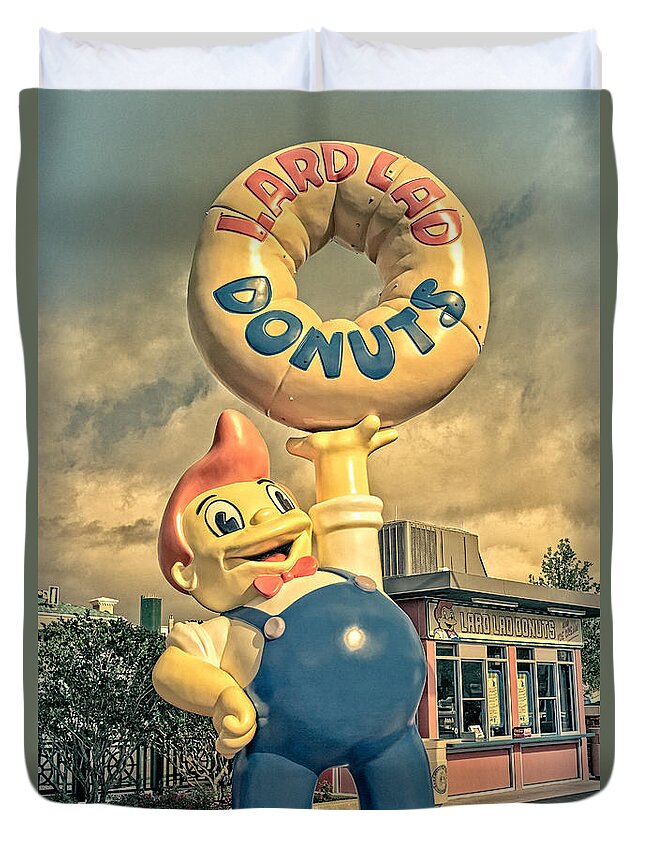 Lard Duvet Cover featuring the photograph Lard Lad Donuts by Edward Fielding
