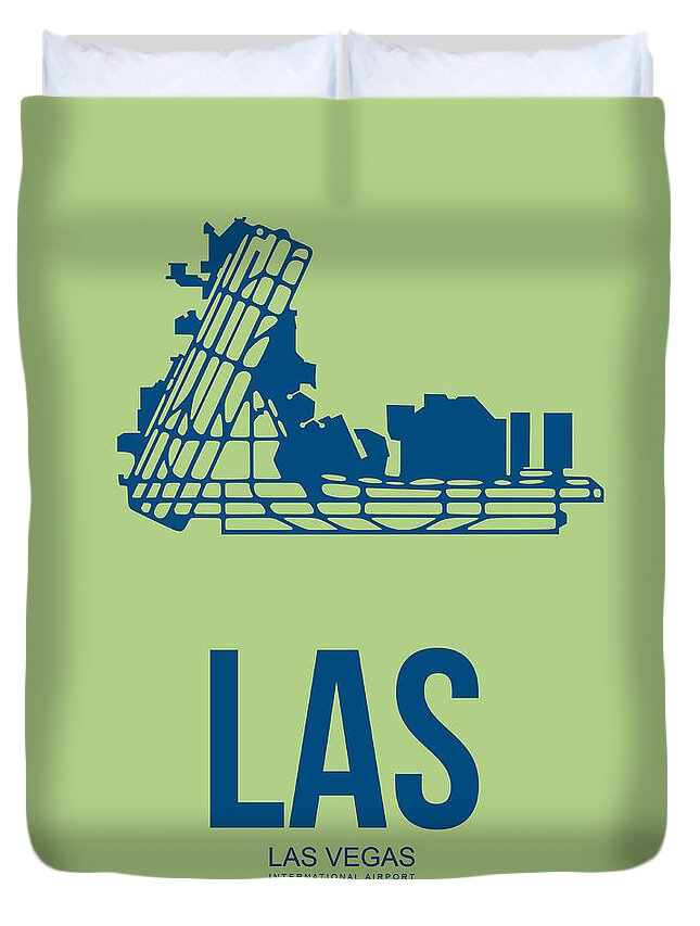 Las Vegas Duvet Cover featuring the digital art LAS Las Vegas Airport Poster 2 by Naxart Studio