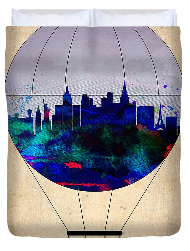 Las Vegas Duvet Cover featuring the painting LAs Vegas Air Balloon by Naxart Studio