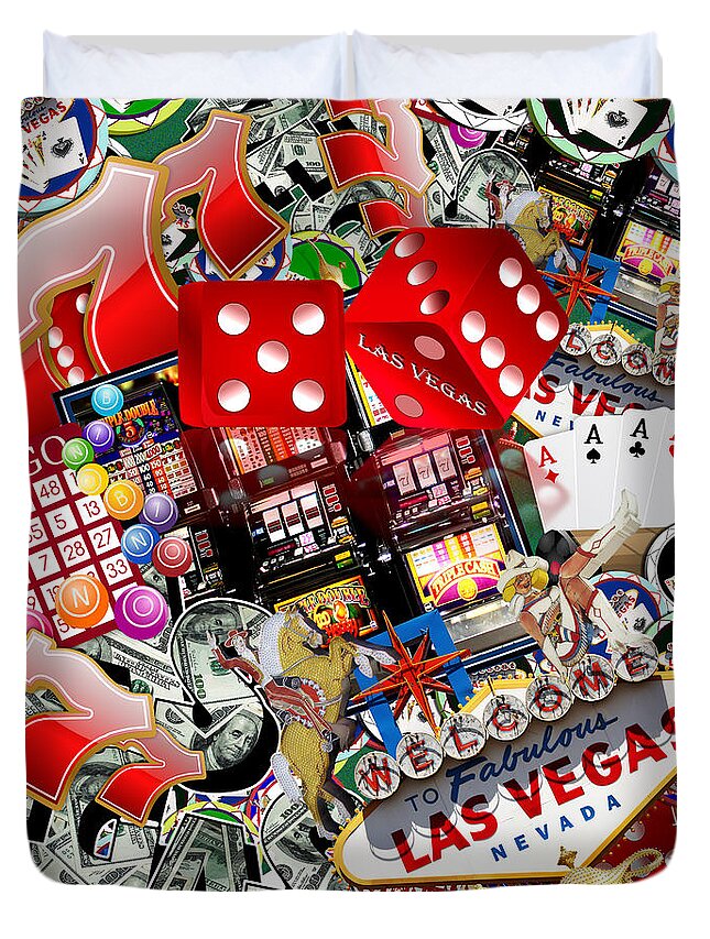  Las Vegas Icons Duvet Cover featuring the digital art Las Vegas Icons by Gravityx9 Designs