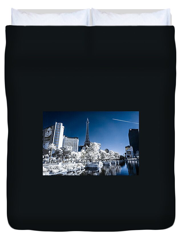 720 Nm Duvet Cover featuring the photograph Las Vegas Strip in Infrared 2 by Jason Chu