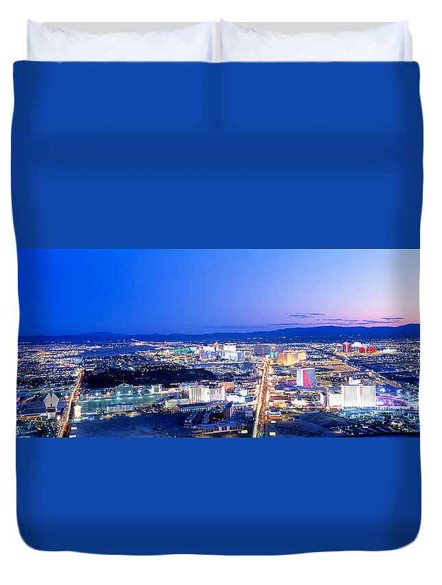 Photography Duvet Cover featuring the photograph Las Vegas Strip, Nevada, Usa by Panoramic Images