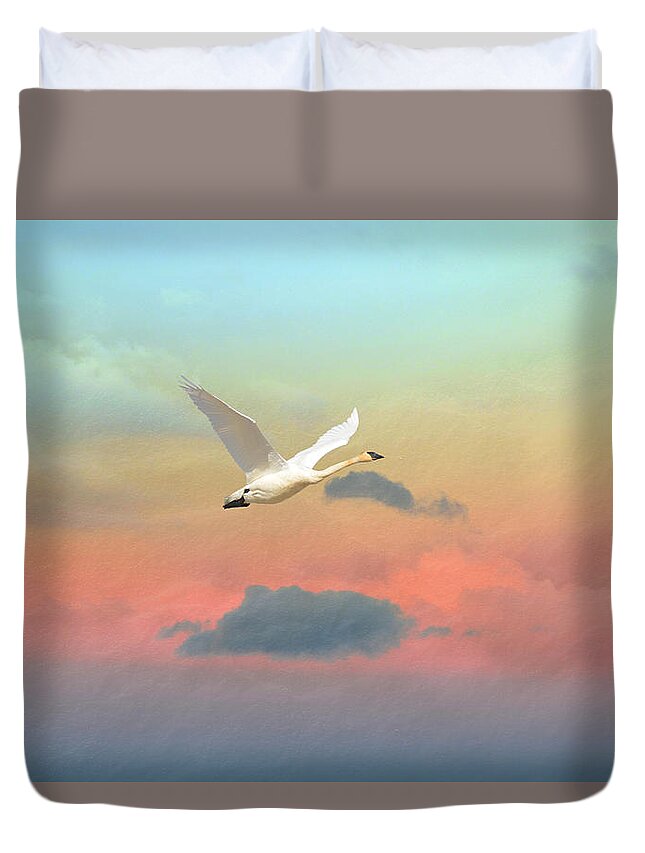 Swans Duvet Cover featuring the photograph Last Vestige by Ed Hall