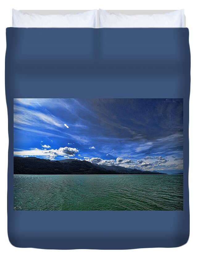 Harrison Photographs Duvet Cover featuring the photograph Late Afternoon On Harrison Lake Bc by Lawrence Christopher