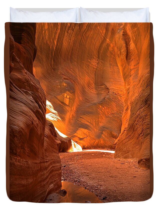 Escalante Duvet Cover featuring the photograph Late Afternoon Slot Reflections by Adam Jewell