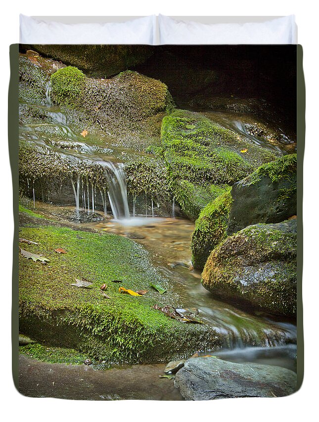 Late August Waterfall Duvet Cover featuring the photograph Late August Waterfall by Jemmy Archer