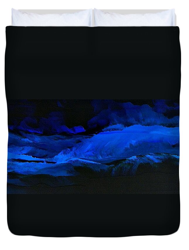 Night Duvet Cover featuring the painting Late Night High Tide by Linda Bailey