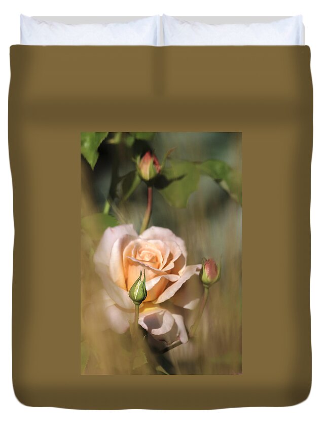 Flowers Duvet Cover featuring the photograph Late Summer Rose by Albert Seger