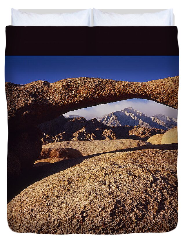 Nature Photography Duvet Cover featuring the photograph Lathe Arch by Tom Daniel