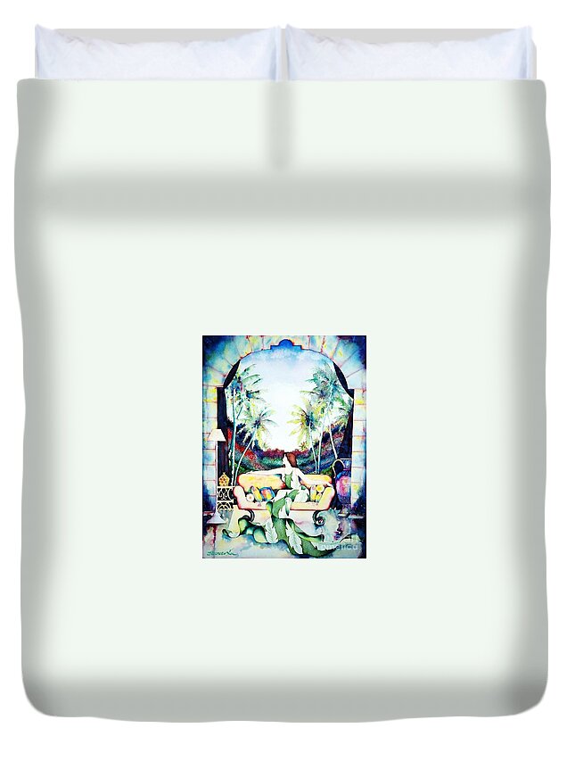 Exotic Duvet Cover featuring the painting Laura by Frances Ku
